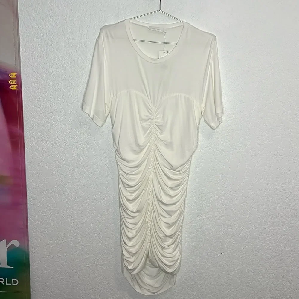 NWT Jonathan SIMKHAI Standard Jaslene Mini T Shirt Dress in White XL Revolve